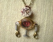 Robot Necklace: Steampunk Clockwork Robot - Steampunk Jewelry - Steampunk Costume - Steampunk Fashion