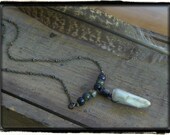 Forest Spirit. Deer antler tip, black and green tourmaline rustic necklace