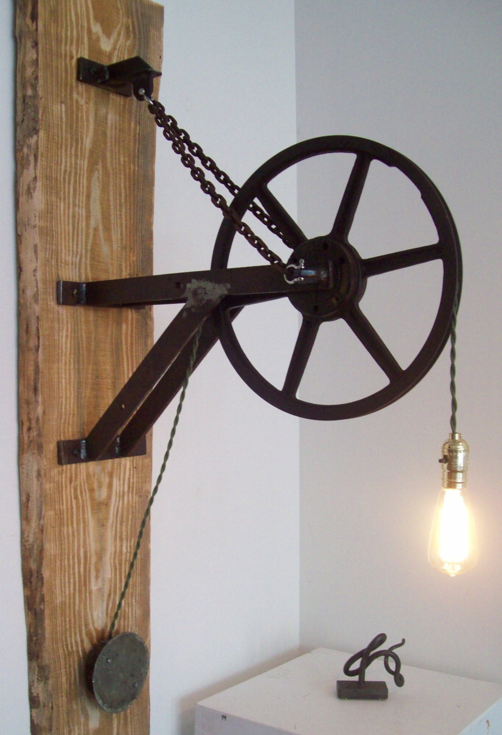 Large Pulley Light Wall Sconce