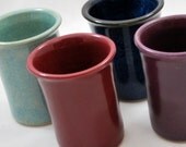 Set of Four Colorful Stoneware Clay Tumblers