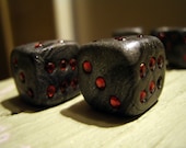 Pair of Gunmetal Grey, Black and Red Unique Dice (Six Sided - D6)