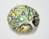Twirly Tree of Life Green Yggdrasil Handmade Polymer Clay Pendant