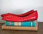vintage polkadot shoes - LADY BUG 80s esprit flats / sz 7.5 - 8