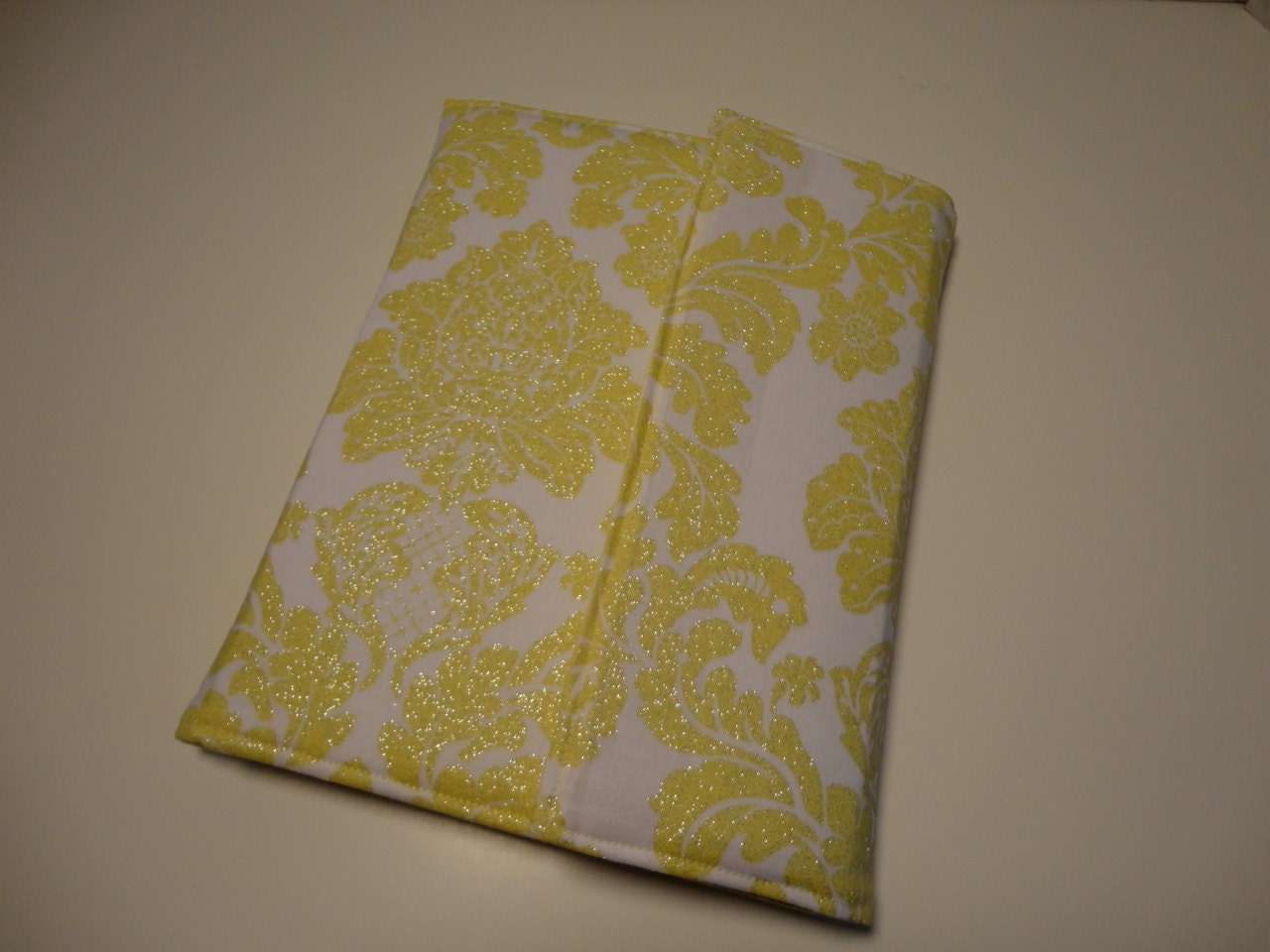 iPad cover, Camomile Yellow Glitter Delovely Damask iPad Case Cover iPad 3 case iPad 2 cover iPad Stand Case iPad Case