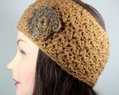 Crochet Headband, Ear warmer, Neck warmer in Caramel, OOAK