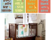 You Are My Sunshine Prints - with Giraffes 4 pc Set 11x14 coordinates well with Organic Safari Bedding by YassisPlace