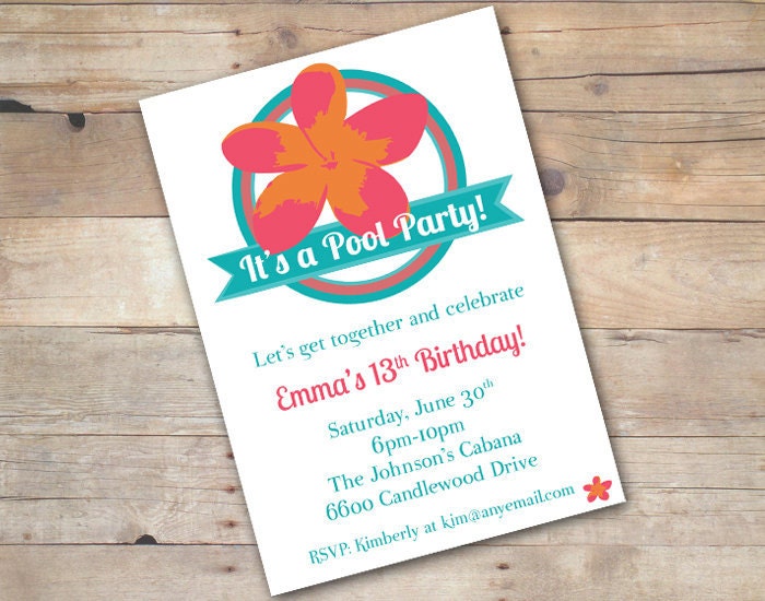 Tropical Pool Party Invitation