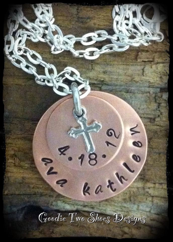Stamped Copper Mom Necklace Stamped Child's Name