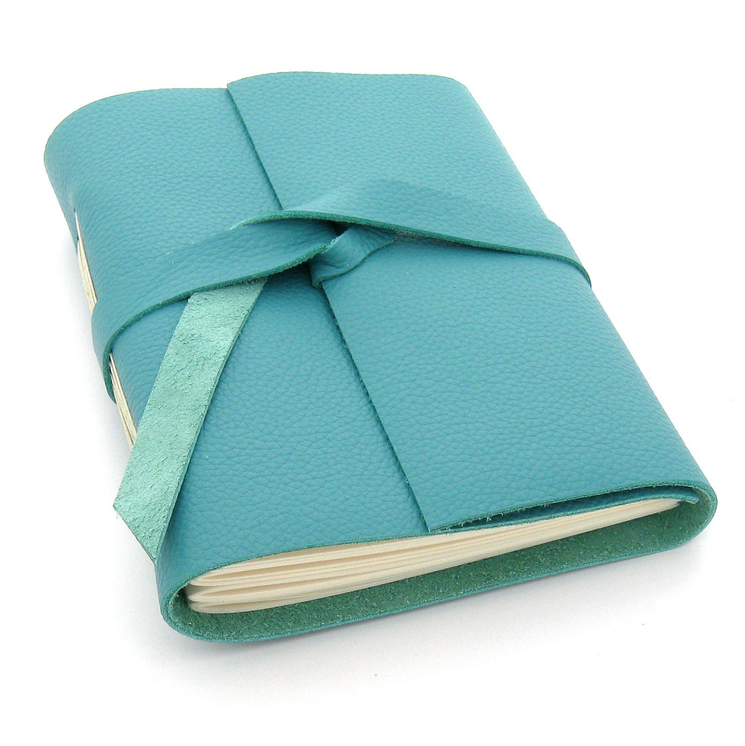 Aqua Leather Journal and Sketchbook, a Caribbean Sea Melody - peaseblossomstudio