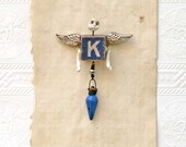 Wood Block Angel K -Original Mixed Media Assemblage