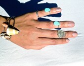 3/4 Sterling Silver Turquoise Bead Ring