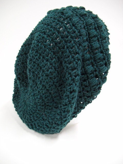 Crocheted Slouch Hat Emerald Green