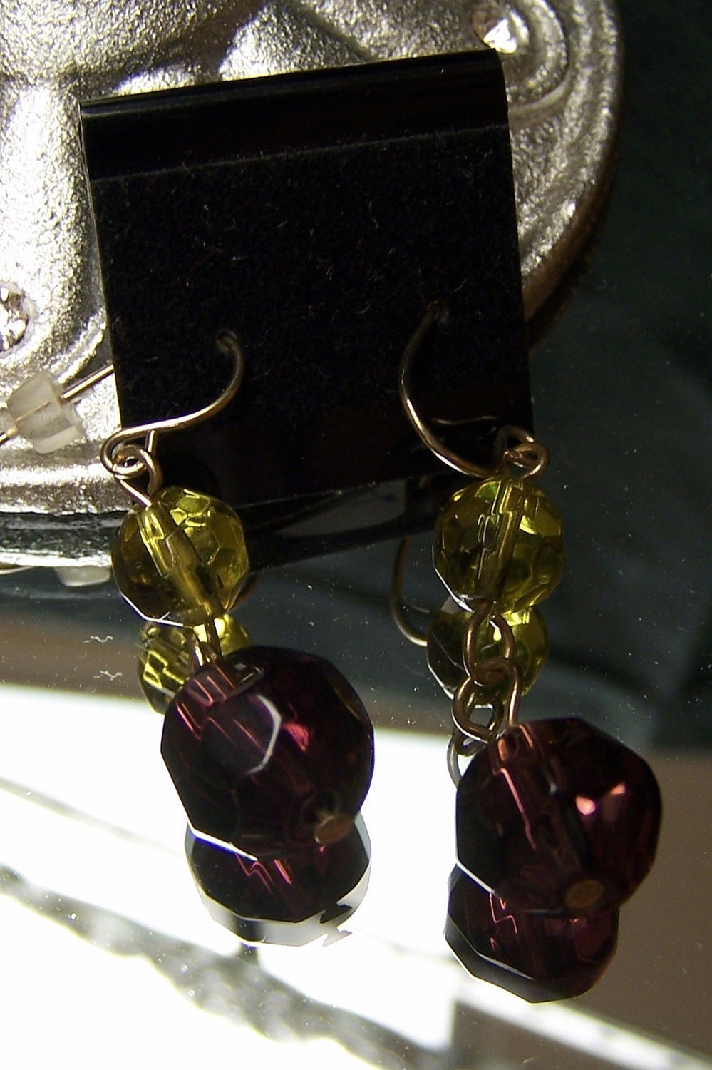 SALE - Green and Plum Glass Drops