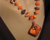 Dyed Howlite Necklace - Orange Fyre Fairie