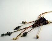 Telescopium Shell and Seed Bead Necklace w Charms