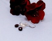 Pearl and Garnet Earrings with Sterling Silver - Margaux