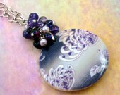 Purple Shell, Glass, and Pearl Necklace - Plums of Penglai