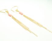 Delicate Chains of Gold with Angel Skin Coral:) Earrings