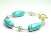 Vintage Italian Turquoise Bracelet in Vermeil