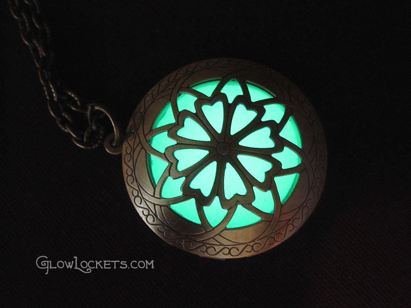 Hour of Twilight Emerald Forest Green Glow Locket Brass