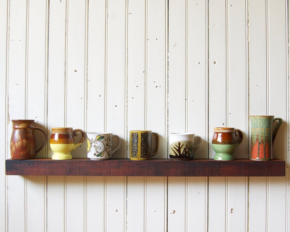 Reclaimed Wood Floating Shelf // Rustic Tropical Hardwood // Large // In Stock