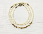 Beaded Necklace // Bone White and Brass // Everyday Collection