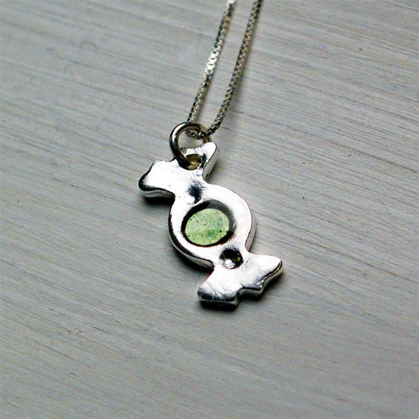 Tiny Sweets Pendant in Silver in Emerald Green