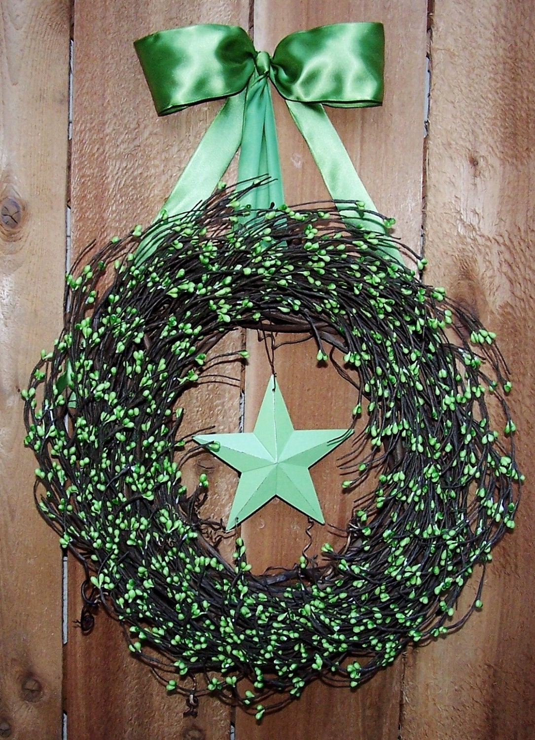 SCENTED Seafoam Green Berry Star Wreath-Spring Wreath-Summer Wreath-Door Wreath-Rustic Wreath-Primitive Wreath-Country Wreath