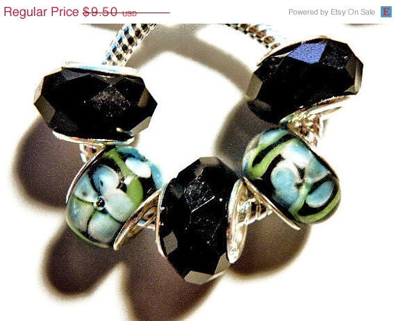 30% CEARANCe SALe and FREe SHIPPING European bead Set blue black charms PBS689 fits european style bracelets