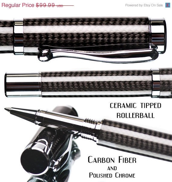 20% ALL PENS On SALE Now High quality carbon fiber rollerball pen Polished chrome and carbon fiber Handmade on a lathe