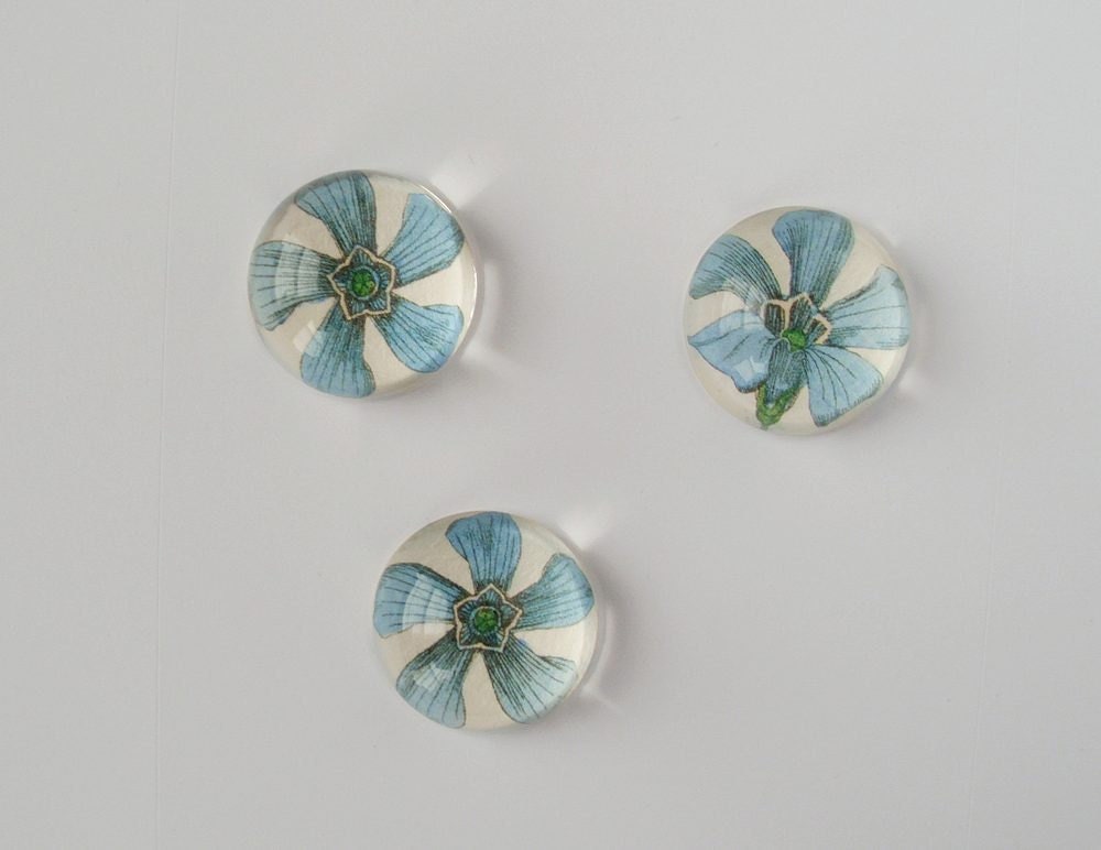 Spring Flower Magnets, The Blues, Vintage Floral Magnets, Bubble Magnets, Blue Flowers, Teacher Gift