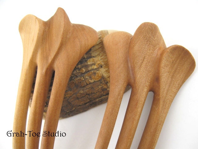 Apple Wood mini Pair Jugendstil  Hair forks Grahtoe studio