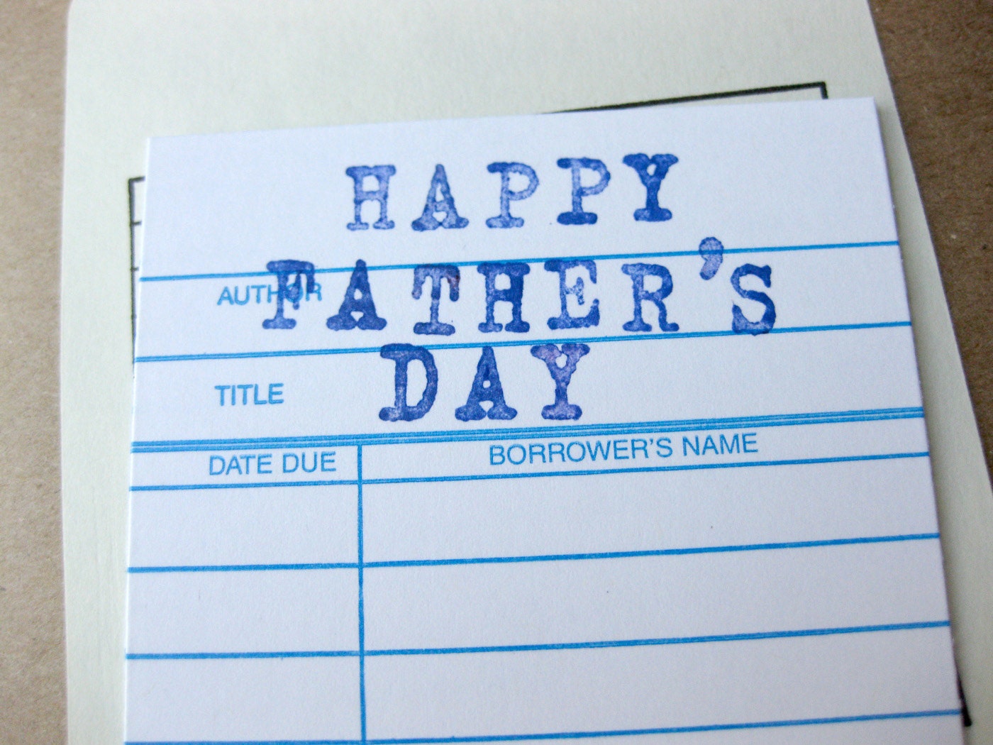 Fathers Day Card // Personalized Custom Message Library Card