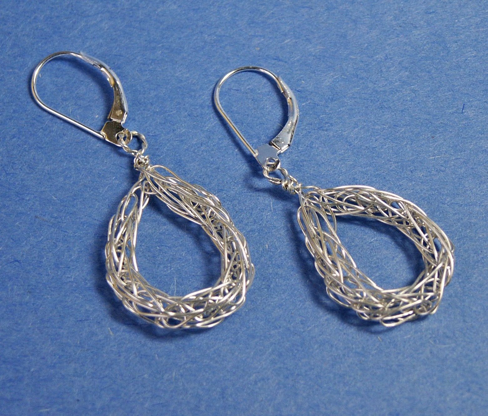 Knit Sterling Teardrop Hoops