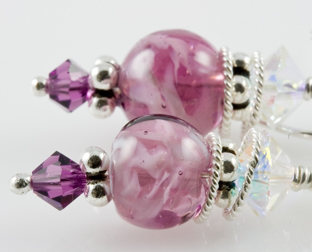 Venetian Rapture... Purple Sommerso Swarovski Sterling Earrings