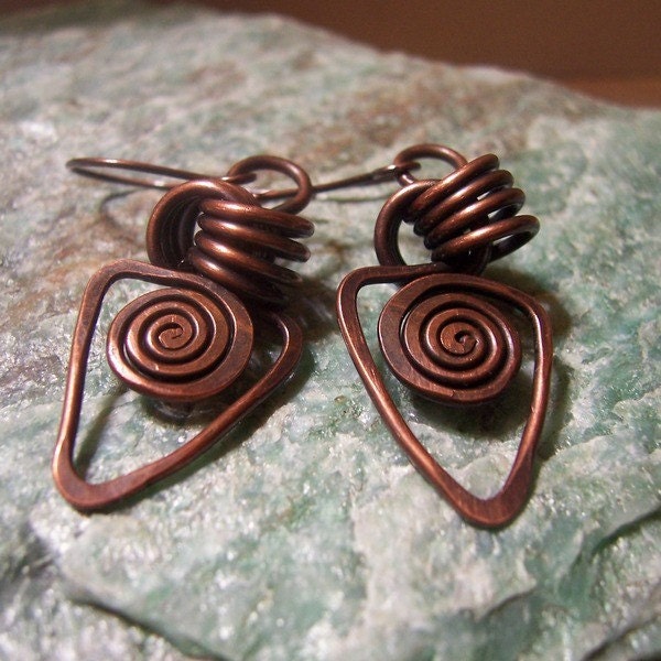 Love Triangle Earrings in copper