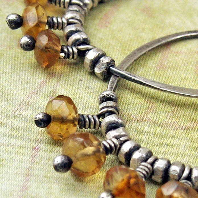 Hammered Hoops with Citrine