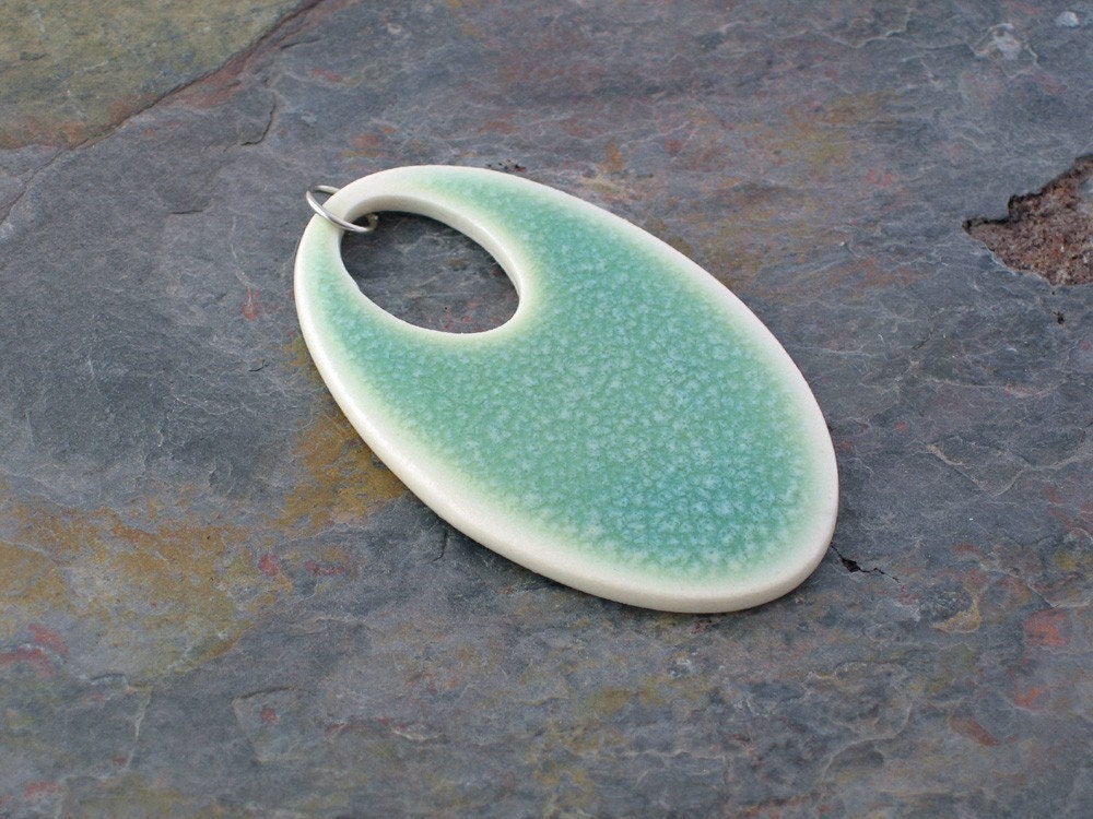 Large Oval Pendant in Sage Green