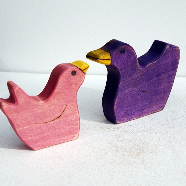 Tweet Birdie Duet Wood Toy Set Purple and Pink