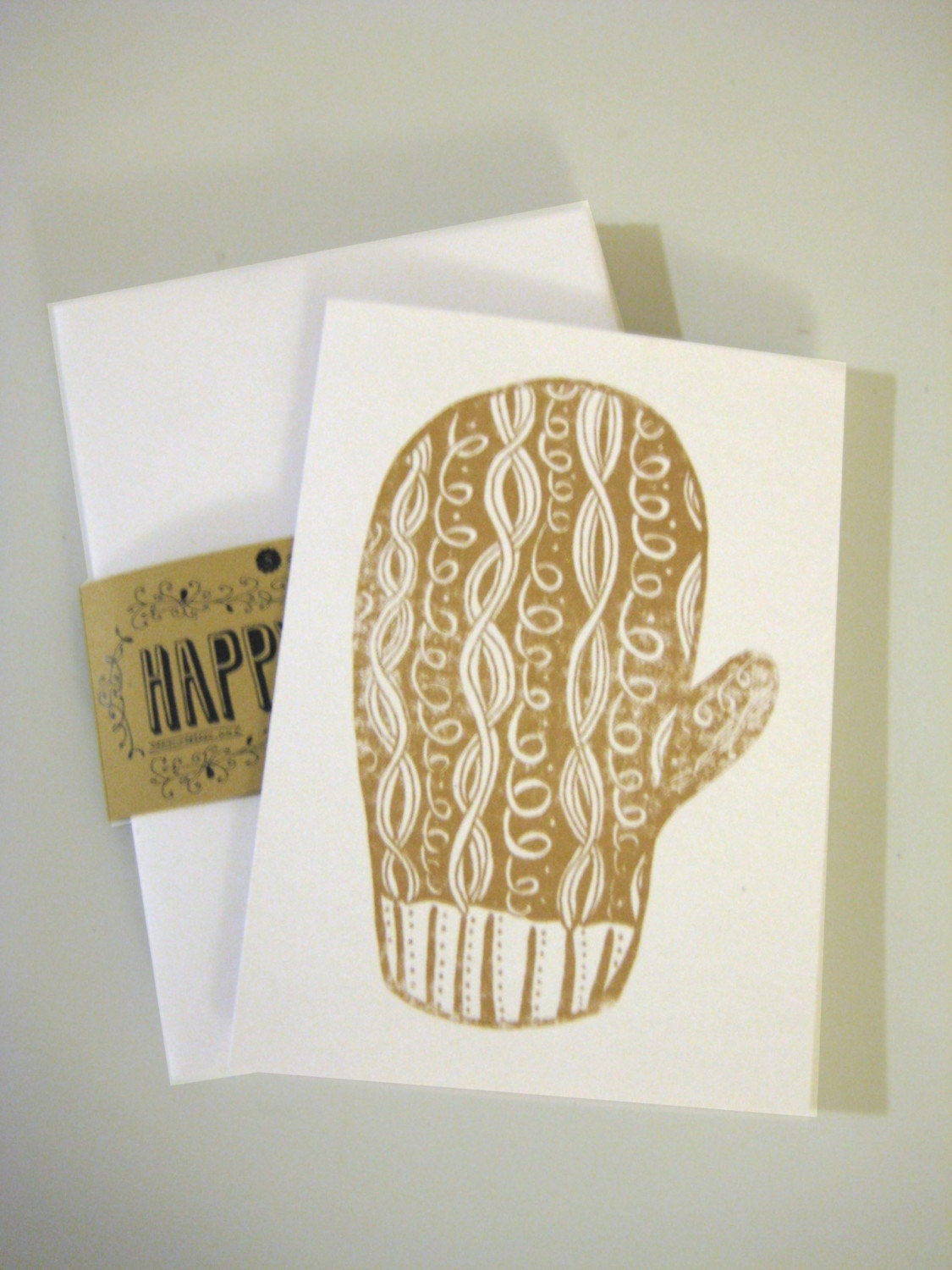 Gold Mitten Holiday Cards (set of 5 with envelopes)