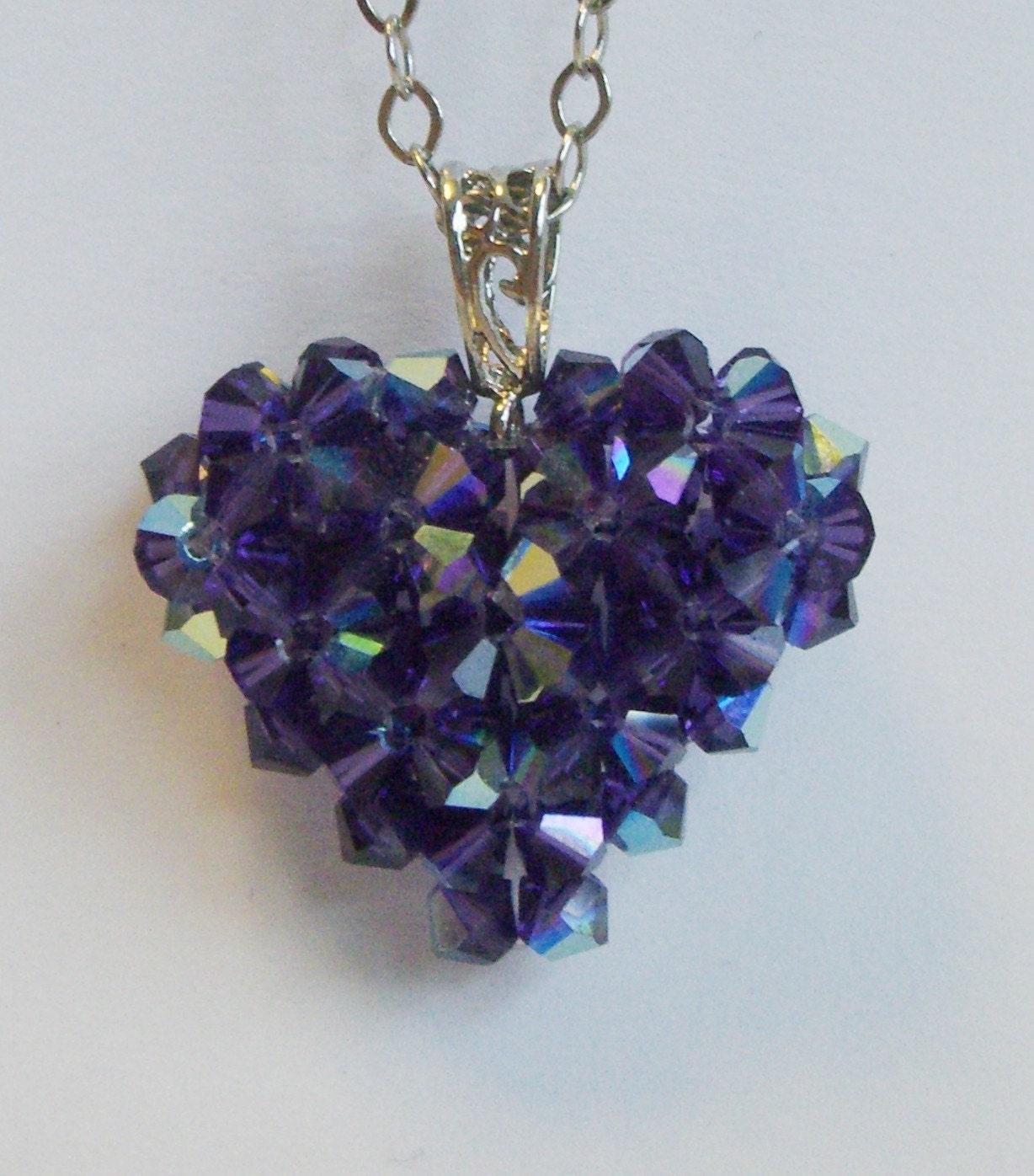 Swarovski Crystal Puffy Heart set in center