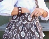 Delila Bag - Leaves in Brown --certified organic green fabric, eco friendly----Also avail. in Black