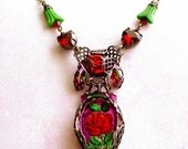Rose Intaglio Necklace - Brass and glass