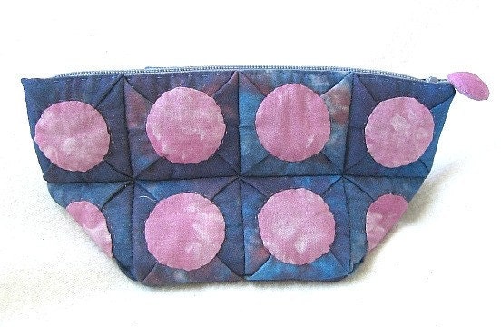 Hand Dyed Purple Hand Quilted and Appliqued Purse With Circles