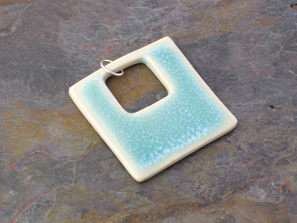 Small Square Pendant in Aqua