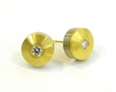 Contemporary Diamond Stud Earrings 18k yellow and white gold ready to ship
