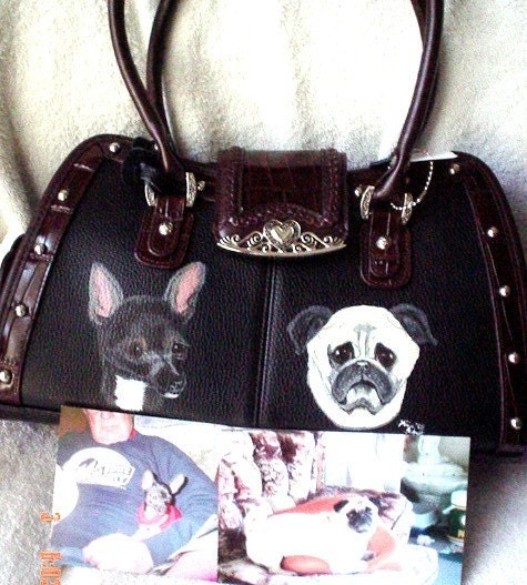 Leather Handbag Custom Art Hand Painted  Purse