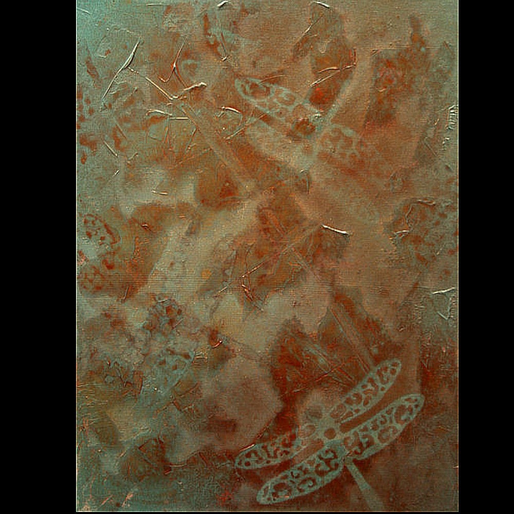 35 Percent OFF Original MADART Painting ABSTRACT Art Modern  -  Textured - Dragonflies - Shimmer - Awesome Effects - Copper Verdigris