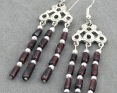 New Lower Price Handmade Silver and Red Garnet Chandelier Earrings