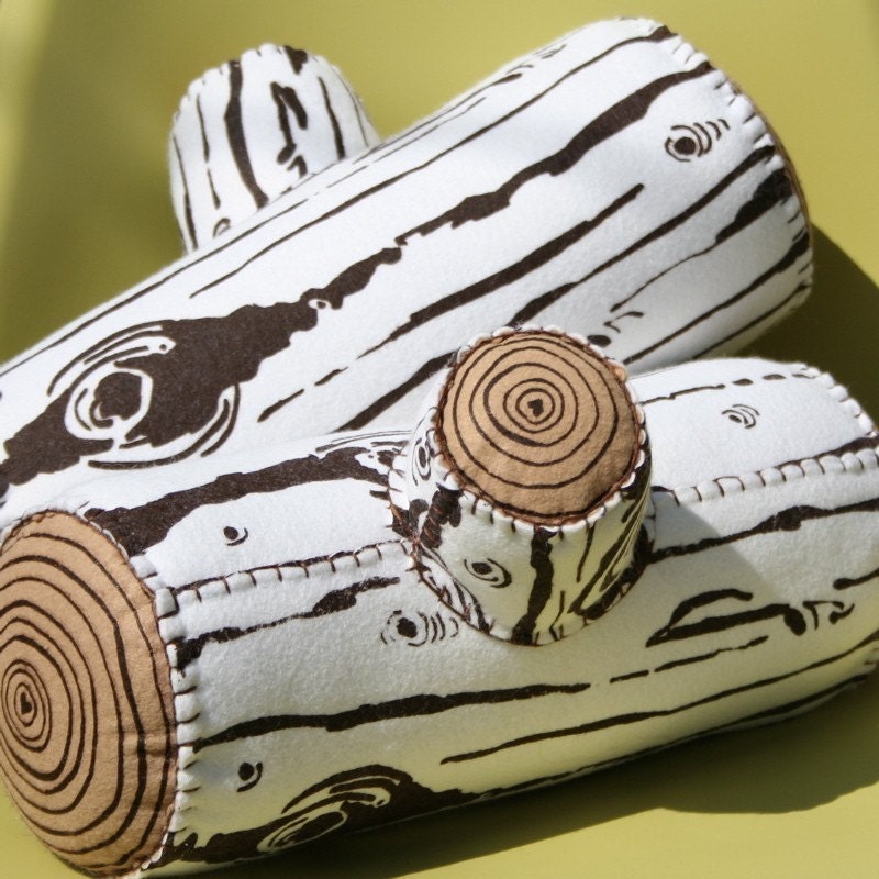 Birch Screen Printed Wool Log Pillow